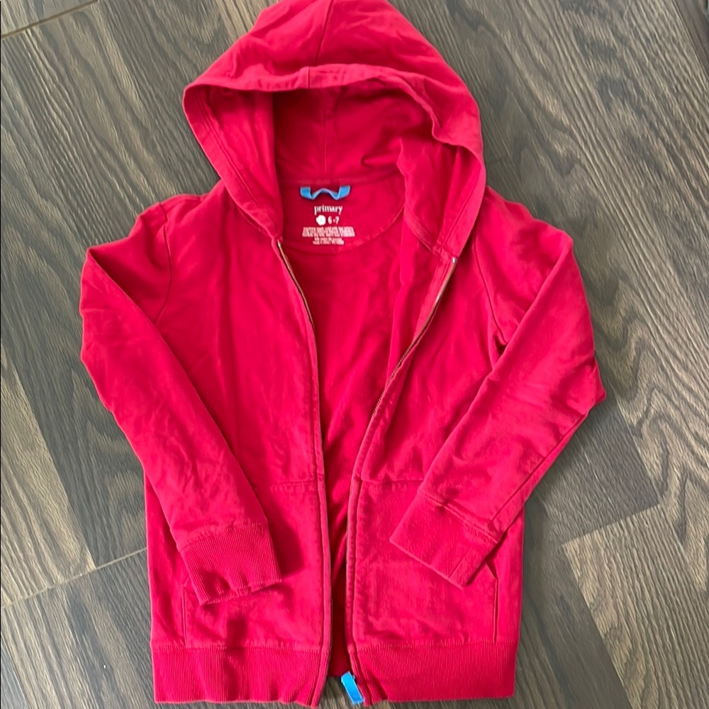 Red Kids Hoodie by primary, size 6-7